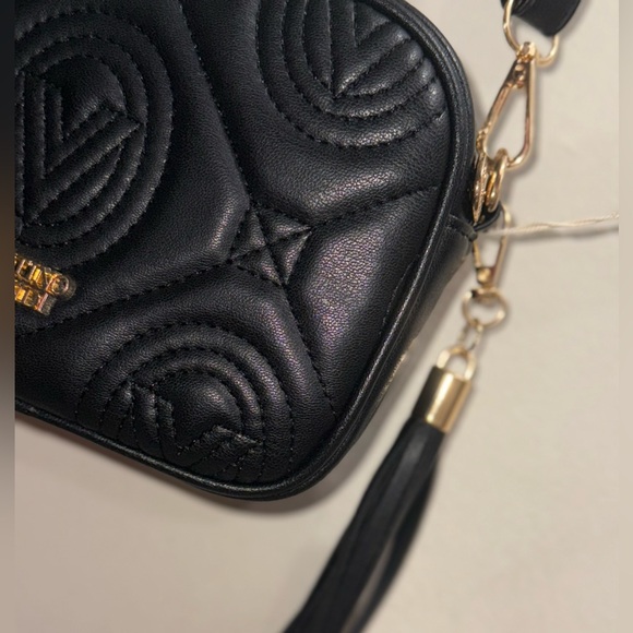 Valentino Orlandi Black Quilted Crossbody Bag with Gold Accents and EXTRA POUCH - Picture 5 of 11